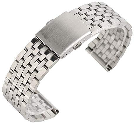 A1-Brave uhrenarmband 18/20 / 22mm Silberne Hohle Edelstahl-Uhrenarmband Faltschließe mit Sicherheits-Band for Mann-Frauen Uhren Ersatz-Armband Faltschließe (Band Width : 18mm)