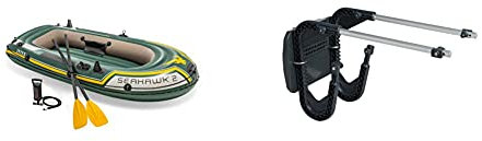 Intex 68347Np Barca Hinchable Seahawk 2 & Remos 236 X 114 X 41 Cm + 68624Np Soporte Motor Fueraborda 20 X 22 Cm Base Aluminio