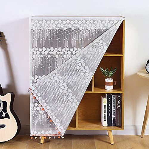 Klett-Gaze-Vorhänge, perforierte freie Dekoration, mückensichere Türvorhänge, selbstklebende Fenster, Schränke, Trennvorhänge, kurze Vorhänge, einfach (roter Anhänger, Breite 65 cm, Höhe 90 cm)