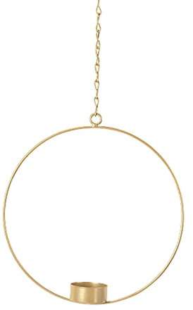 Werner Voß Deko-Ring Hoop m. Teelichteinsatz, Gold, Metall - Durchmesser 20 cm, Kette 25 cm