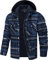 TACVASEN Herren Hemd Lange Ärmel Plaid Shirts Chest Pockets Männer Kapuzenpullover Herrenhemd Oberbekleidung, Blau-Grau, XXL