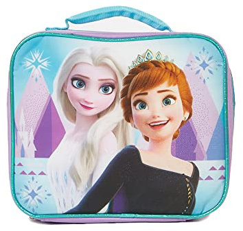 Disney Frozen Lunchbox mit Prinzessinnen Elsa und Anna - Weiche isolierte Lunchtasche für Mädchen, Lila Sparkle