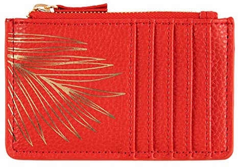 DRAEGER PARIS 1886 - Porte-Carte Zippé Rouge/Doré - Compact 12,5x8 cm - 10 Rangements Cartes - Élégance et Haute Qualité - Accessoire Mode Sophistiqué et Pratique pour Femme