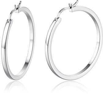 ADRAMATA Silber Creolen für Damen Herren 14K Vergoldete Huggie Creolen Ohrring Hypoallergene Creolen für Damen Silber-40MM