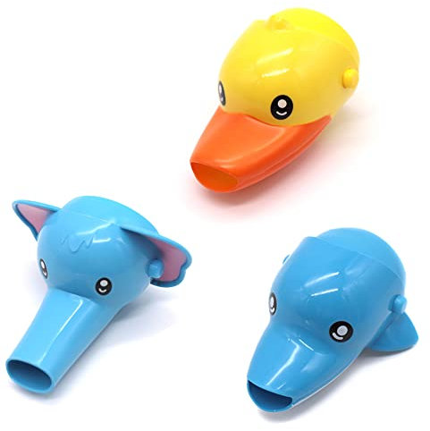 Kinder Wasserhahn Extender, 3 Stück Kinder Tap Extender, Kinder Hahn Extender, Cartoon Süß Wasserhahn Verlängerung Extender, Geeignet für Babys, Kleinkinder und Kinder