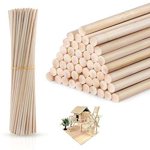 BITEFU Lot de 200 Baguettes Rondes en Bois de 30 cm x 5 mm - Pour Travaux Manuels, Bricolage et Construction