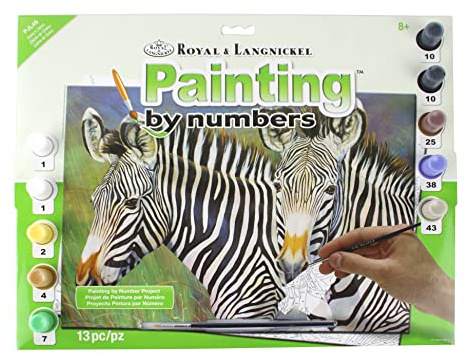 Pracht Creatives Hobby Royal & Langnickel - Malen nach Zahlen Zebras, enthält Farben und Pinsel, für Erwachsene und Kinder ab 8 Jahren