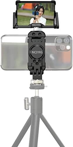 NICEYRIG Smartphone Selfie Vlog Mirror Kit Applicable for iPhone 14 13 12 11 PRO MAX, SE with Multifunctional Metal Tripod Mount/Cold Shoe Mount Phone Holder - 517