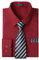 HISDERN Men's Wine Red Shirts Long Sleeve Smart Formal Plain Dress Shirt and Tie Set Business Casual Wedding Regular Fit L