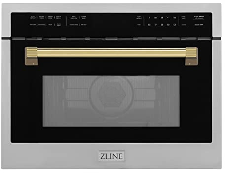 ZLINE Autograph Edition 24 1.6 cu ft. Built-in Convection Microwave Oven in Stainless Steel and Gold Accents