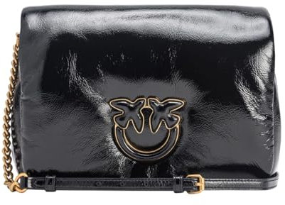 Pinko Damen Love Click Sitzsack Classic Soft Naplack Tasche, Z99b_Black Limusine Block Farbe