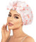 Luvruitaky Gorro de ducha de lujo para mujer, reutilizable, impermeable, con lazo ajustable, color rosa