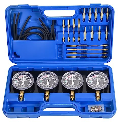 DHA Carburetor Vacuum Synchronizer Gauge Set, 4-Gauge Carb Sync Tool Kit for Motorcycle, Fuel Vacuum Gauge Balancer with Hoses and Adapters