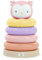 Bright Starts Ingenuity ity by Cutie Stacks, 4 BPA-freie Ringe, Ständer aus Kunstholz, Eulentopper, Unisex, für Kinder ab 6 Monaten - Nally