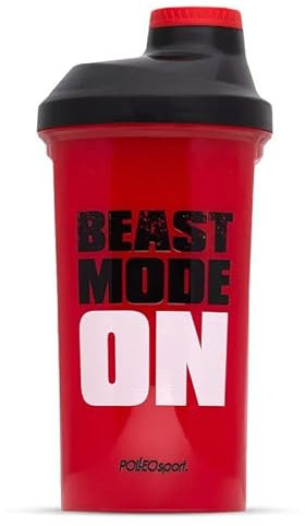 Shieldmixer Mode On Eiweiß Shaker - Shaker Proteinshake - 600ml - Gym Shaker - Für eiweiß- & Sportgetränke - Shake becher - Gym Zubehör - Trinkflasche - Rot - Defender Classic Protein Shaker