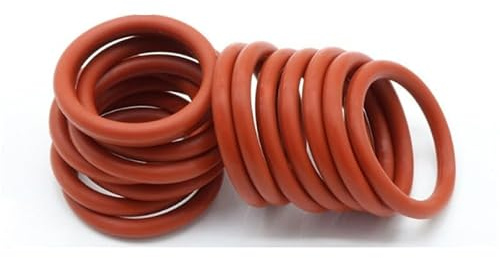 JWOO Joint torique Rond en Silicone de qualité Alimentaire, Rouge, OD12-210mm, résistant aux Hautes températures, CS 4/5/4.7mm, 5/10 pièces (Size : OD 50mm (5PCS), Color : CS 5.7mm)