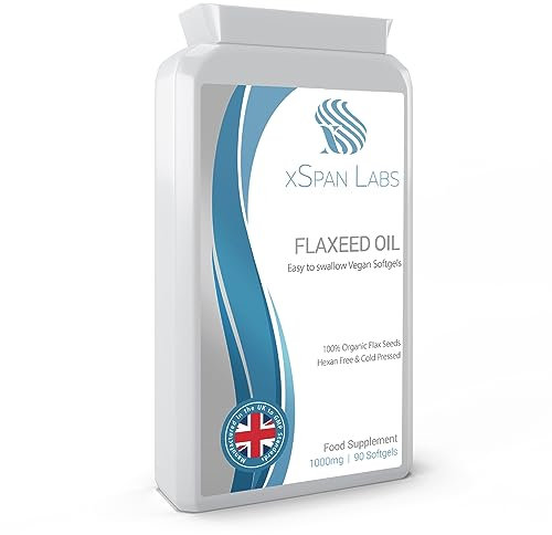Flaxseed Oil Capsules 1000mg – 90 Vegan Soft Gels - Rich in Omega 3, 6, and 9 Fatty Acids – Crafted Exclusively from Cold-Pressed, Hexane-Free Organic Flax Seeds – Proudly Manufactured in The UK