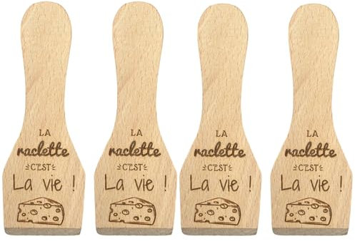 Ernestine - Lot 2 ou 4 spatules à raclette gravées avec Texte - spatules en Bois Personnalisable - Accessoire raclette poelons personnalisés - spatule ustensiles Fromage raclette Cuisine Bois