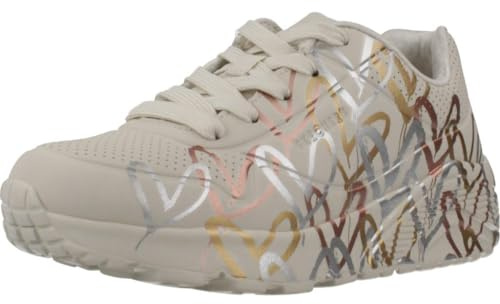Skechers Mädchen UNO Lite Metallic Love Sneaker, Natur Multi, 39 EU