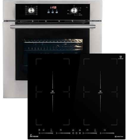 Herdset: 60cm Einbaubackofen BO8810SS + 59cm Induktionskochfeld IND5904FZ | Heißluft | Teleskopauszüge | Automatik-Timer | 2-fach Wärmeschutzverglasung | Kindersicherung | Knebelbedienung | SET88104FZ