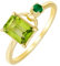 KnSam Echte Goldschmuck Solitärring Gold 375 9K, Verlobungsring mit Olivin und Smaragd Olivengrün Gelbgold Au750 Diamantring Smaragd Echte Goldschmuck, Gr.58 (18.5)
