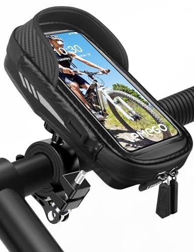 LEMEGO Bike Phone Holder Waterproof - 360° Rotatable Motorbike Phone Holder, Upgraded Ultra-stable Phone Mount, Large Capacity Bicycle Handlebar Bag with Rain Cover & Reflective for 4.7-7'' Smartphone