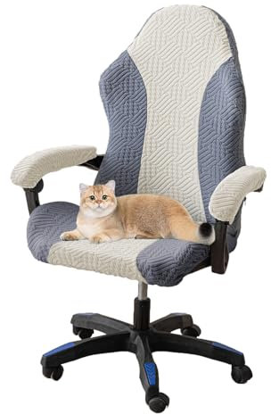 HYPIQQ Gaming Chair Slipcover Stretch Computer Desk Chair Cover con Cremallera Chair Slipcovers Printed Gaming Chair Cover,Light Blue