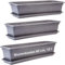 LIVINJA Lot de 3 jardinières pour balcon - 60 cm - Avec soucoupe - En plastique - Fabrication européenne - Anthracite
