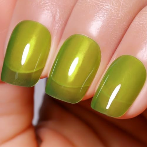 Imtiti Ice Green Gel Nail Polish, 15ML Sheer Jelly Green Translucent Color UV/LED Soak Off Gel Polish for DIY Nail Art Manicure at Home 1Pcs