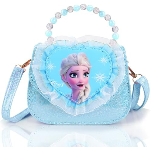 Eiskönigin Kinderhandtasche, Eiskönigin Schultertasche, Eiskönigin Kinder Umhängetasche, Elsa Tasche Kinder Mädchen, Süße Frozen Cartoon-Umhängetasche mit Verstellbarem Gurt Für Kinder (Blau)