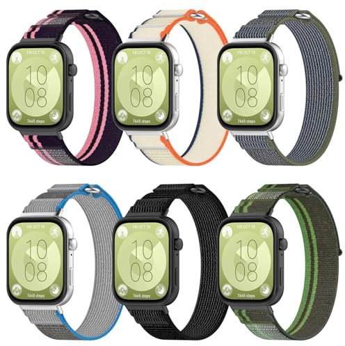 Bracelet en nylon compatible avec Huawei Watch Fit 3, bracelet de rechange Sport Loop pour homme et femme, Nylon