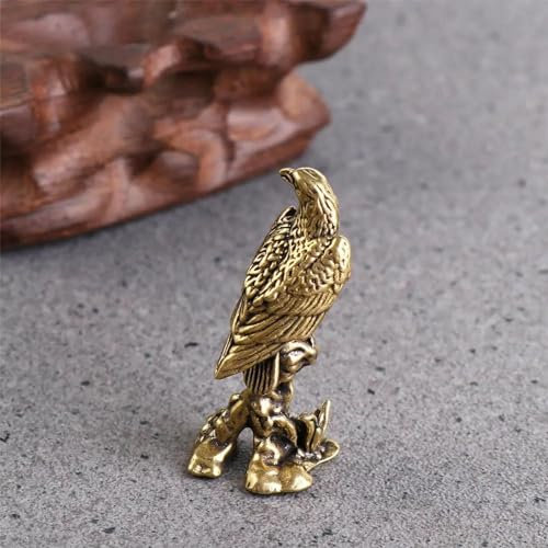 DUOLAIYUNSO Bronze-Statue, 3,9 x 1,8 cm, Adler-Figur, Feng Shui, Ornamente, Kunstharz, Handwerk, chinesischer Stil, reines Messing, Miniatur-Skulptur, Heimdekoration