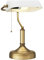 HOMCOM Banker's Table Lamp Desk Lamp with Antique Bronze Tone Base, White Glass Shade and Pull Rope Switch for Home Office, Living Room, Bedroom, Dining Room, White