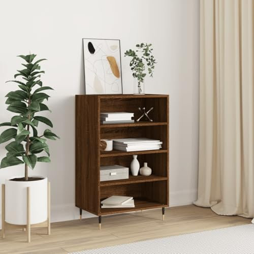 Iiaky Highboard Braun Eichen-Optik 57x35x90 cm Holzwerkstoff Highboard Wohnzimmer Esszimmerschrank Wohnzimmer SchräNke Highboard Vintage Buffetschrank