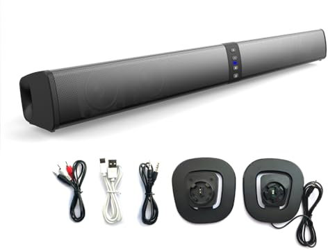 Lrporyvn Barre de Son PC Gamer Caisson de Basses Enceinte Bluetooth Pliable Portable Home Cinema Splitter Barre de Son
