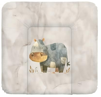 Ceba Baby® weiche Wickelauflage 75x72 cm - Baby Wickelunterlage - Wickeltischauflage für Junge und Mädchen - Wasserdicht, abwaschbar - OEKO-TEX® Standard 100 - Made in EU - Gemütliches Nilpferd