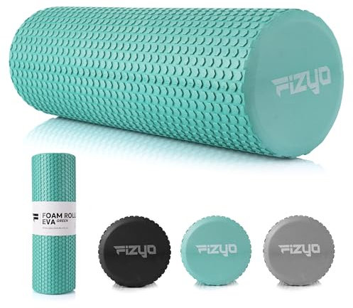 Fizyo Faszienrolle - Pilates Rolle für Faszienmassage, Yoga Rolle für Wirbelsäule, EVA Faszienroller für Fitness, Yoga & Rehabilitation, Grün, 45x15 cm