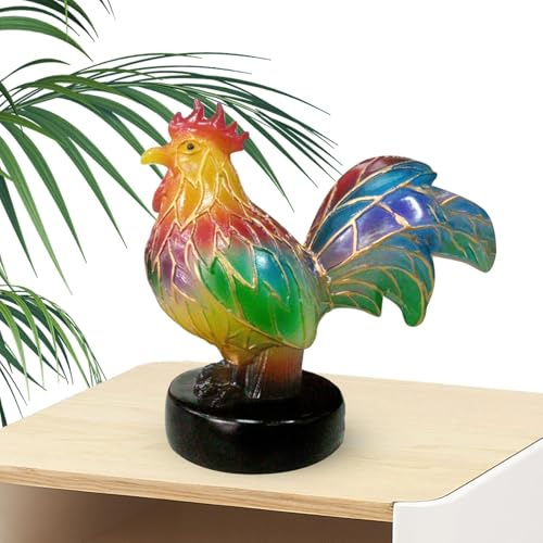 Tischlampe mit Huhn, Hahn-Nachtlicht, Tierskulptur, Buntharz-Tischlampe für Esszimmer, Schlafzimmer, Dekoration, Hühner-Nachtlampe für Raumdekoration, Tier-Tischlampe, Buntglas-Lampe