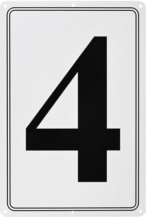 M METERXITY Aluminum Number Sign 4, 11.8 Inch House Numbers and Metal Letters, Parking Spot Letter Signs, Metal Letter Wall Decor for Garden/Door/Mailbox [Black Text On White]