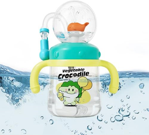 SVCEQZE Whale Fountain Cup With Squirt - 300ml Sippy Toddler Cup for Boys Girls, Spill Proof Colorful Creative Water Spray