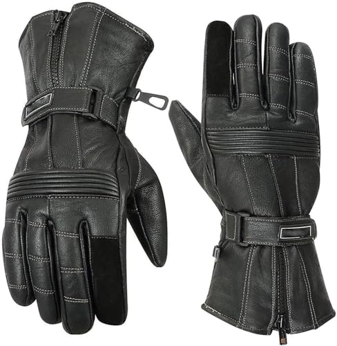 BOSmoto Winter Motorradhandschuhe, Wasserdicht und Winddicht, Leicht und Warm,Herren Motorrad Winter Handschuhe,Motorrad Handschuhe,Motorrad Leder Handschueh