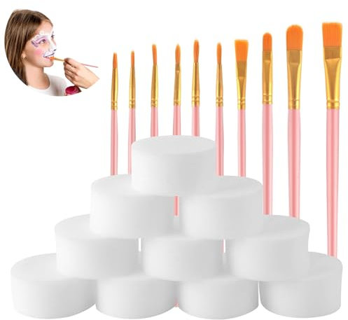 10 Stück Schmink Schwämmchen Kinderschminken Schwämme Make Up Pinsel Set Acrylfarbe Schmink Schminkschwamm Kinderschminken für Theaterschminke Kinderschminke Fasching Körperbemalung
