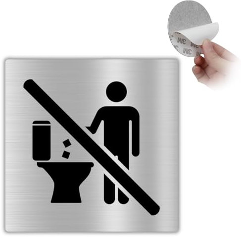 LEIASA | Panneau Autocollant Ne Pas Jeter du Papier dans les Toilettes - 10x10 cm - Épaisseur 0,8 mm - Aluminium - Panneau WC - Panneau Autocollant 3M WC (Panneau Ne Pas Jeter)