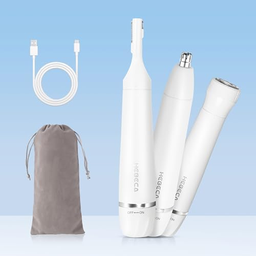 HEBECA Ohr-Nasen-Haartrimmer für Frauen, Augenbrauen- & Gesichtshaartrimmer, 3-in-1 Elektrischer Gesichtshaartrimmer, Wasserdicht & Wiederaufladbar Damen-Gesichtshaarentferner Tragbar (Weiß)
