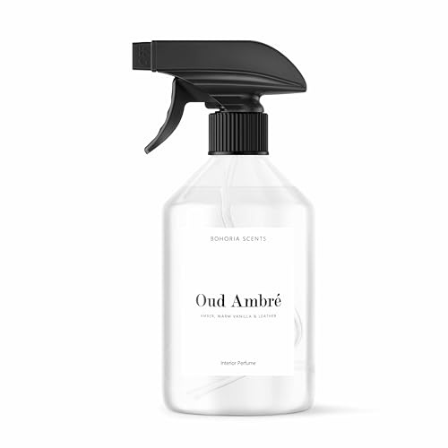 BOHORIA® Premium Raumspray Oud Noir – 500ml Lufterfrischer mit langanhaltendem Duft | Edler Raumduft mit Vanille, Patchouli, schwarzem Trüffel & Agarholz (500ml, Oud Ambre)