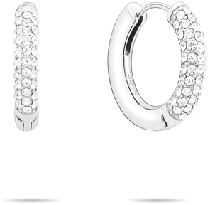 Tamaris Schmuck für Damen - Ohrringe (Klapp-Creolen), Kette & Armband aus Edelstahl mit funkelnden Steinen