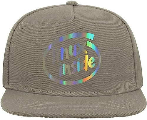 Linux Inside Snapback Flat Visor Cotton Blend Cap Gray