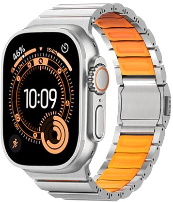KU XIU Correa de titanio compatible con Apple Watch Ultra 2, 49 mm, 46 mm, 45 mm, 44 mm, 42 mm, correa de repuesto de metal de titanio para iWatch Ultra S10 SE S9 8 7 6 5 4 3 2 1