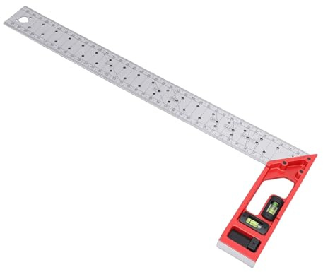 Eminchu Rechtwinkliges Lochmarkierungslineal, 400 Mm Edelstahl-Zimmermannswinkel, Zweiachsiges Blasenwerkzeug mit Präzisionsmarkierung, Ideal für Holzbearbeitung, Bauwesen, Mathematik und Handwerk