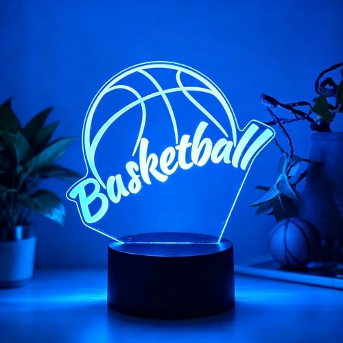 OraTrade Basketball 3D Nachtlicht, Basketball Nachtlicht für Kinder,3D Illusion Lampe, 7 Farben dimmbar Vision Nacht-licht, Schlafzimmer Deko für Kinder & Basketballfans, Ideales Sportgeschenk
